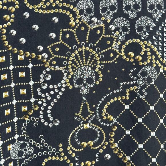 VINTAGE Y2K LADY DUTCH Womens TP/XS Tunic Black Gothic Emo Sheer Skull Blouse - Picture 4 of 6